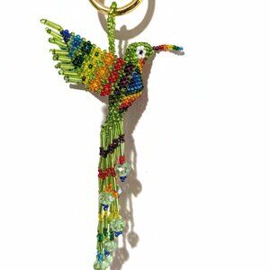 Colorful Beaded Hummingbird Accessory Bag Charm, Key Ring, Keychain Holiday Gift